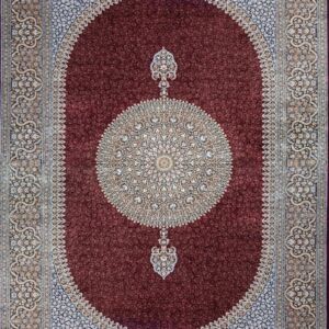 فرش ابریشم (قم) رنگ شرابی - کد 4009 | فرش اکسیر