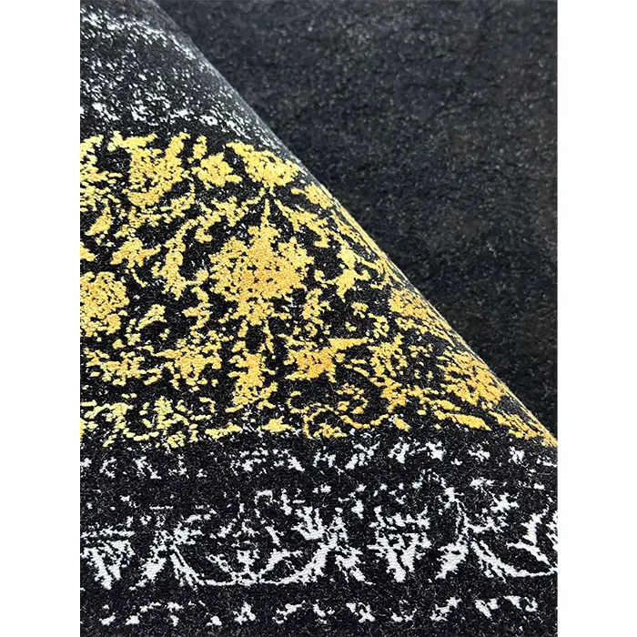 فرش مشکی طلایی مدرن اکسیر از نمای نزدیک