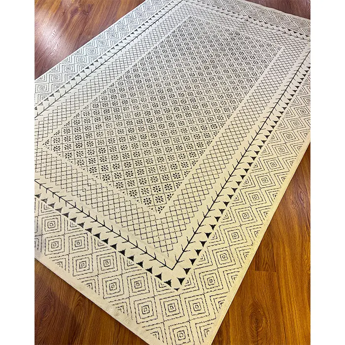 فرش سفید و مشکی مراکشی | فرش اکسیر