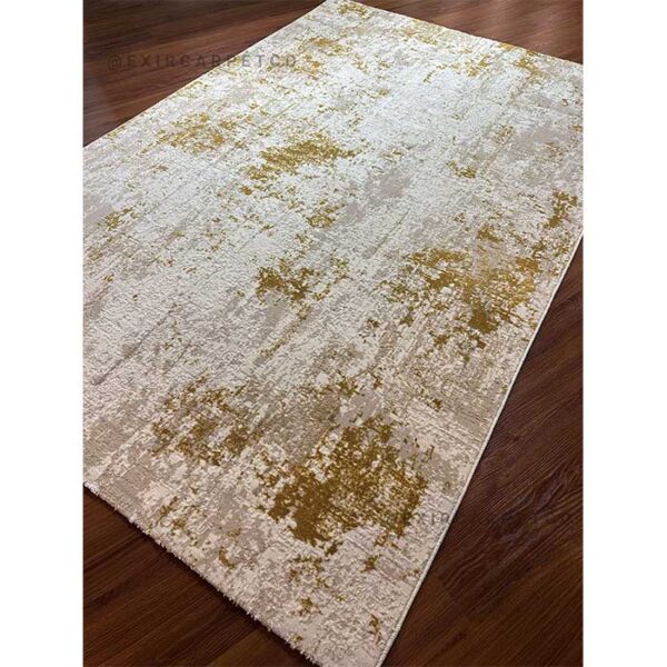 فرش طلایی کرم طرح انتزاعی | فرش اکسیر