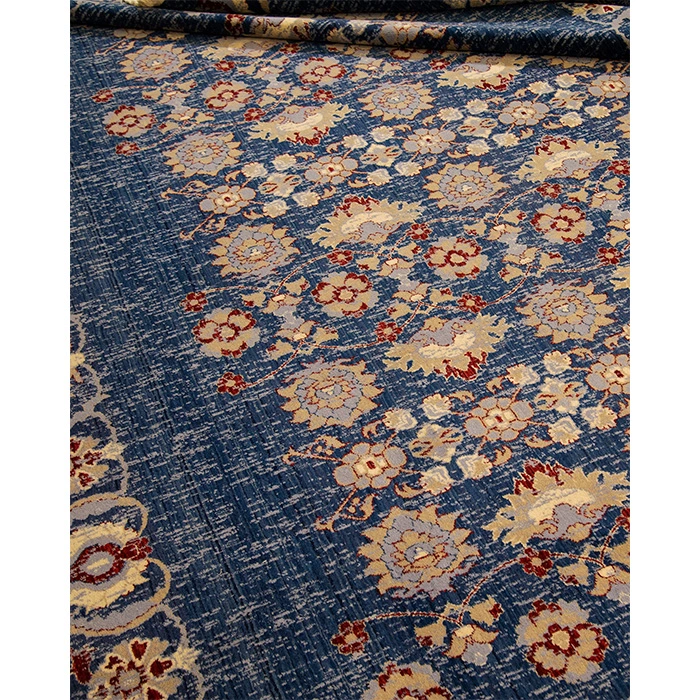 نمای نزدیک فرش پشم آبی | فرش اکسیر