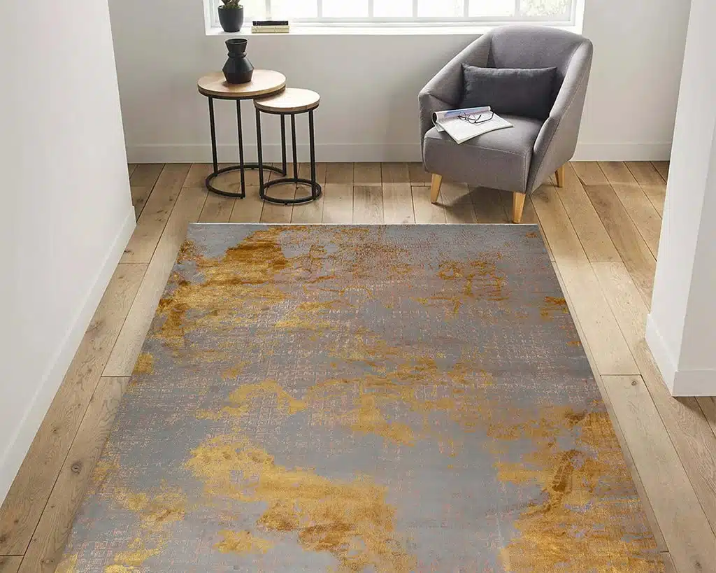 فرش طوسی طلایی یک ست مناسب مبل طوسی