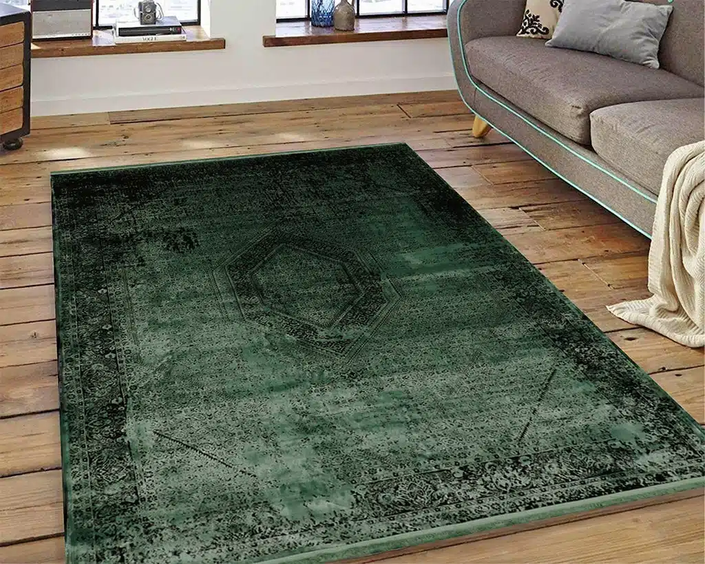 رنگ سبز، یکی از بهترین رنگ فرش با مبل طوسی