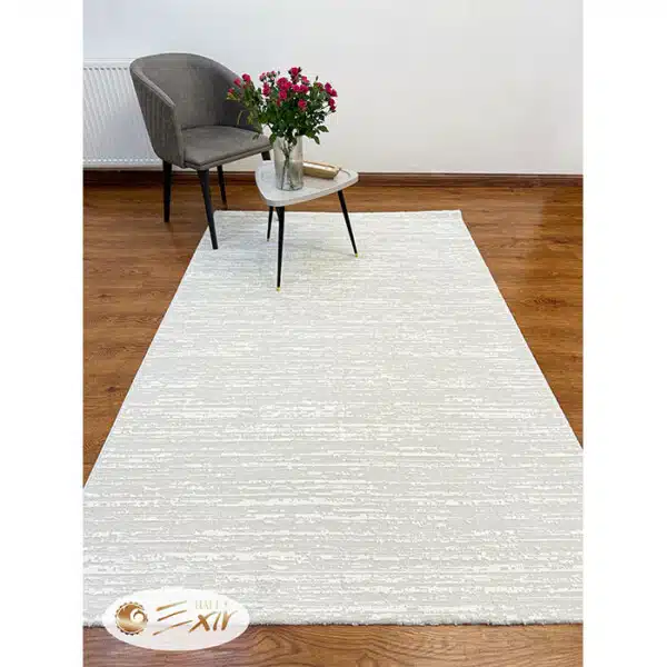 فرش سفید و طوسی ساده