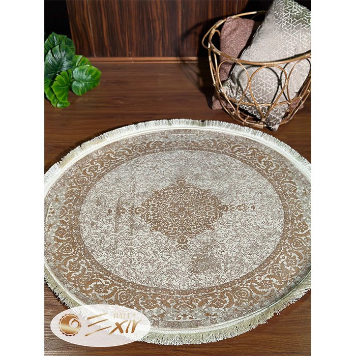 فرش گرد طرح کد 160c رنگ کرم