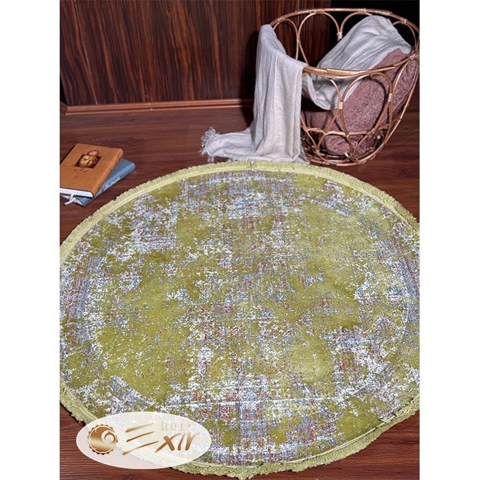 فرش گرد، رنگ سبز زیتونی، کد M03o