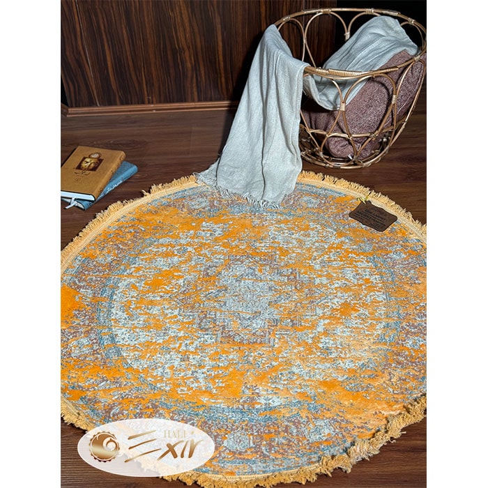 فرش گرد رنگ نارنجی کد M05or