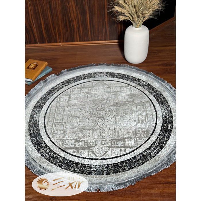 فرش گرد نقره ای مدرن کد V03s