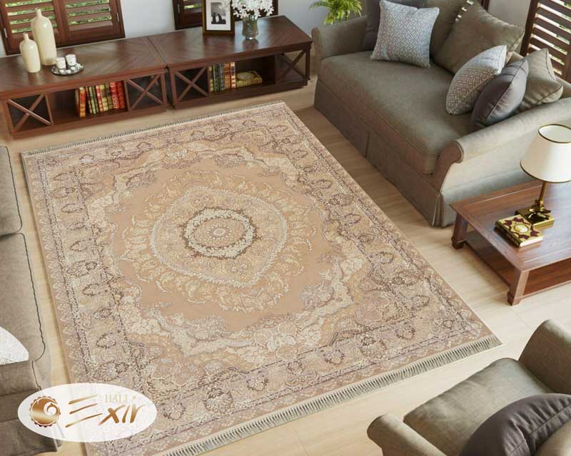 فرش گل برجسته کاشان با طراحی نئوکلاسیک در دکوراسیون | فرش اکسیر