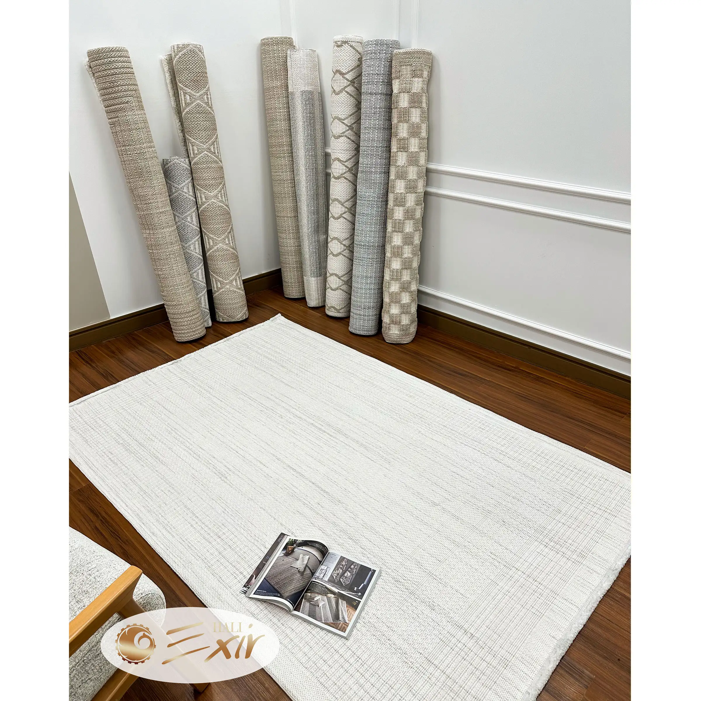 white modern-rug-lp02c-2 فرش سفید ساده مدرن| فرش اکسیر