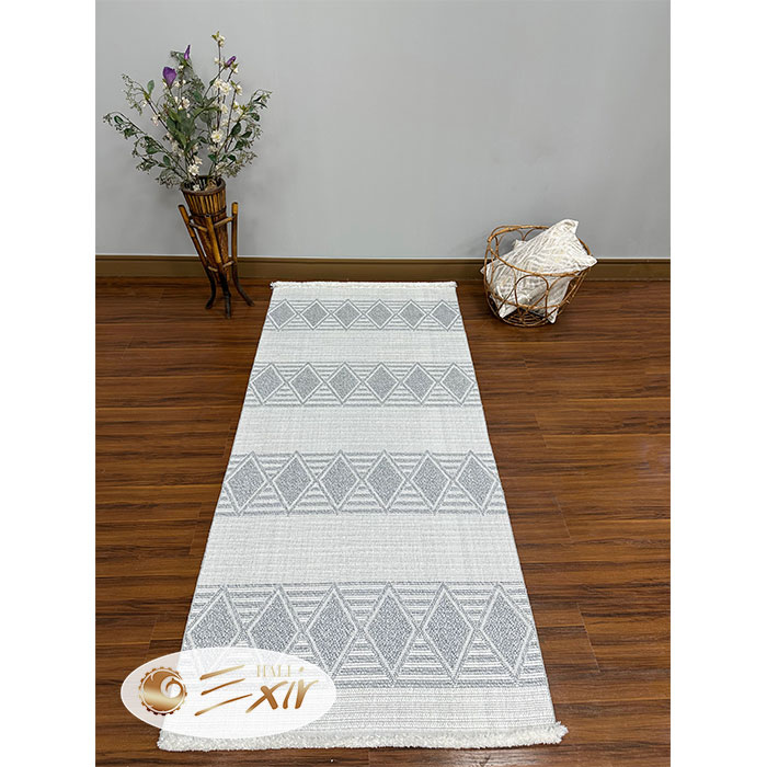 فرش کناره سفید طوسی مدرن کد lp07g