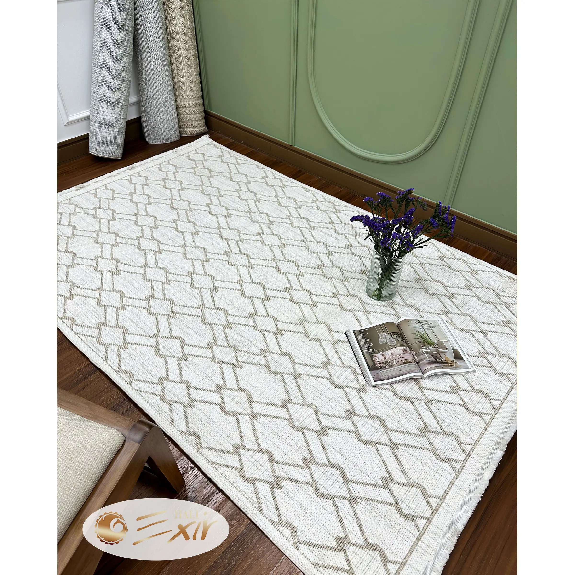 white-modern-rug-lp18 فرش مراکشی کد LP۱۸c - تصویر 1