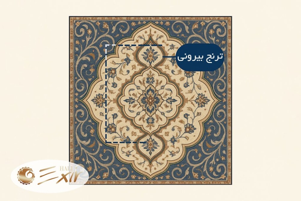 ترنج بیرونی فرش | فرش اکسیر