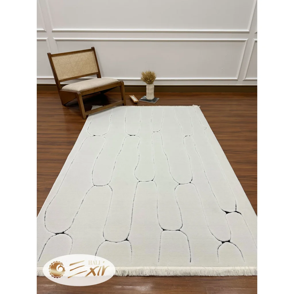 فرش پینترستی سفید مشکی کد 5301B