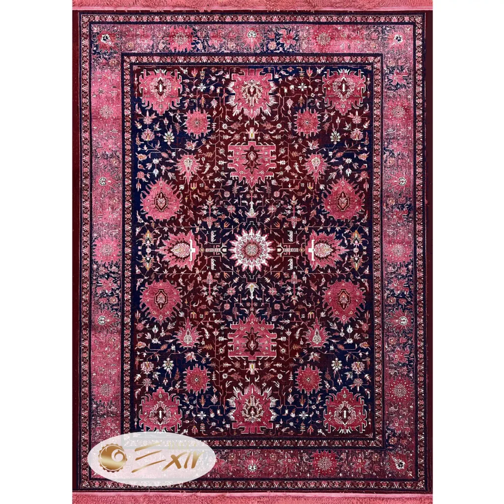 فرش ماشینی، طرح سلطان آباد، رنگ لاکی و سرمه ای، کد M35r