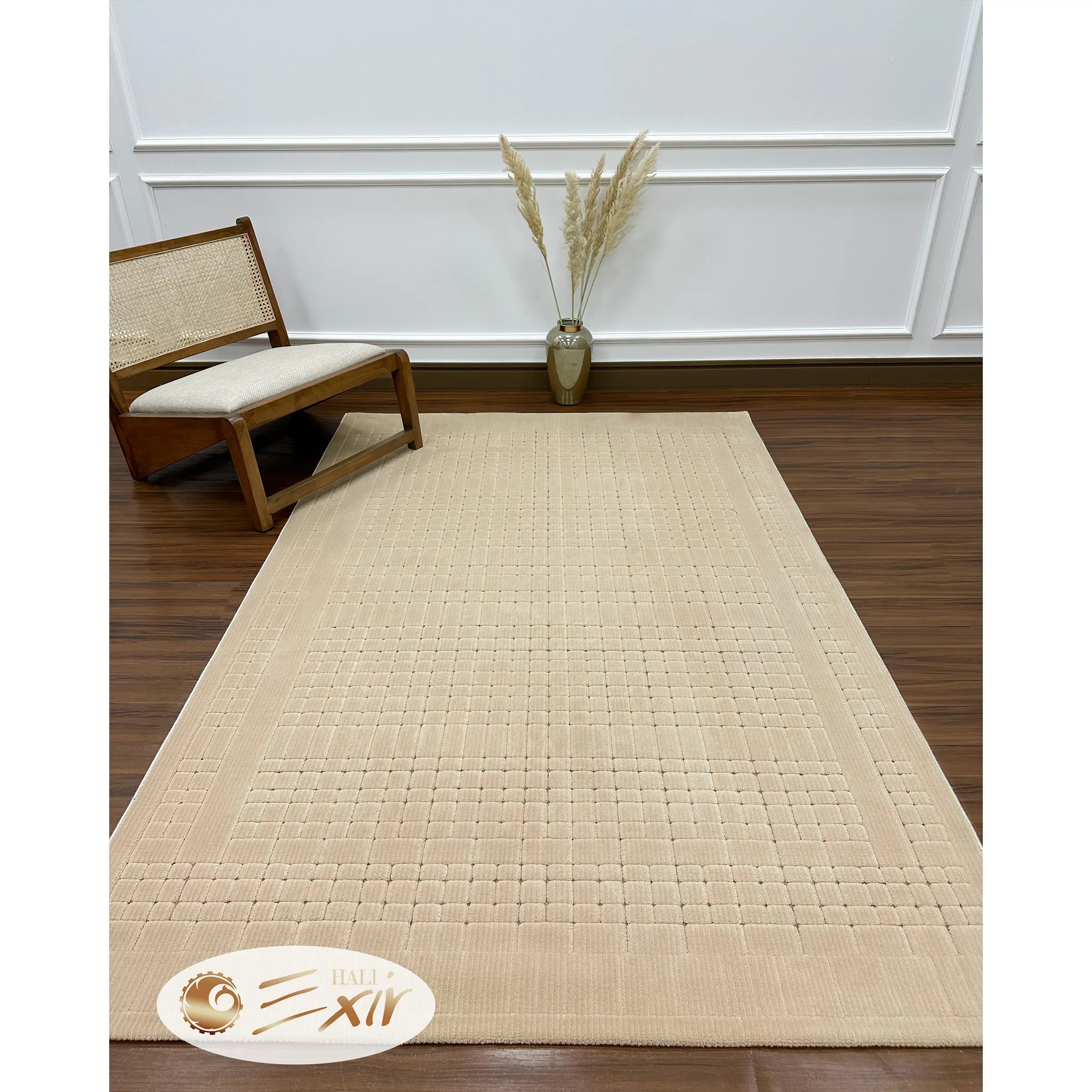 minimal geometry mocha rug 5303M-1 فرش مدرن قهوه ای موکا کد ۵۳۰۳ | فرش اکسیر