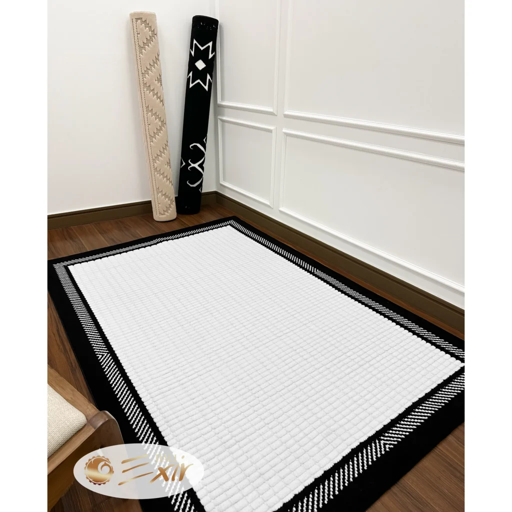 فرش مدرن رنگ سفید مشکی کد 5362wb