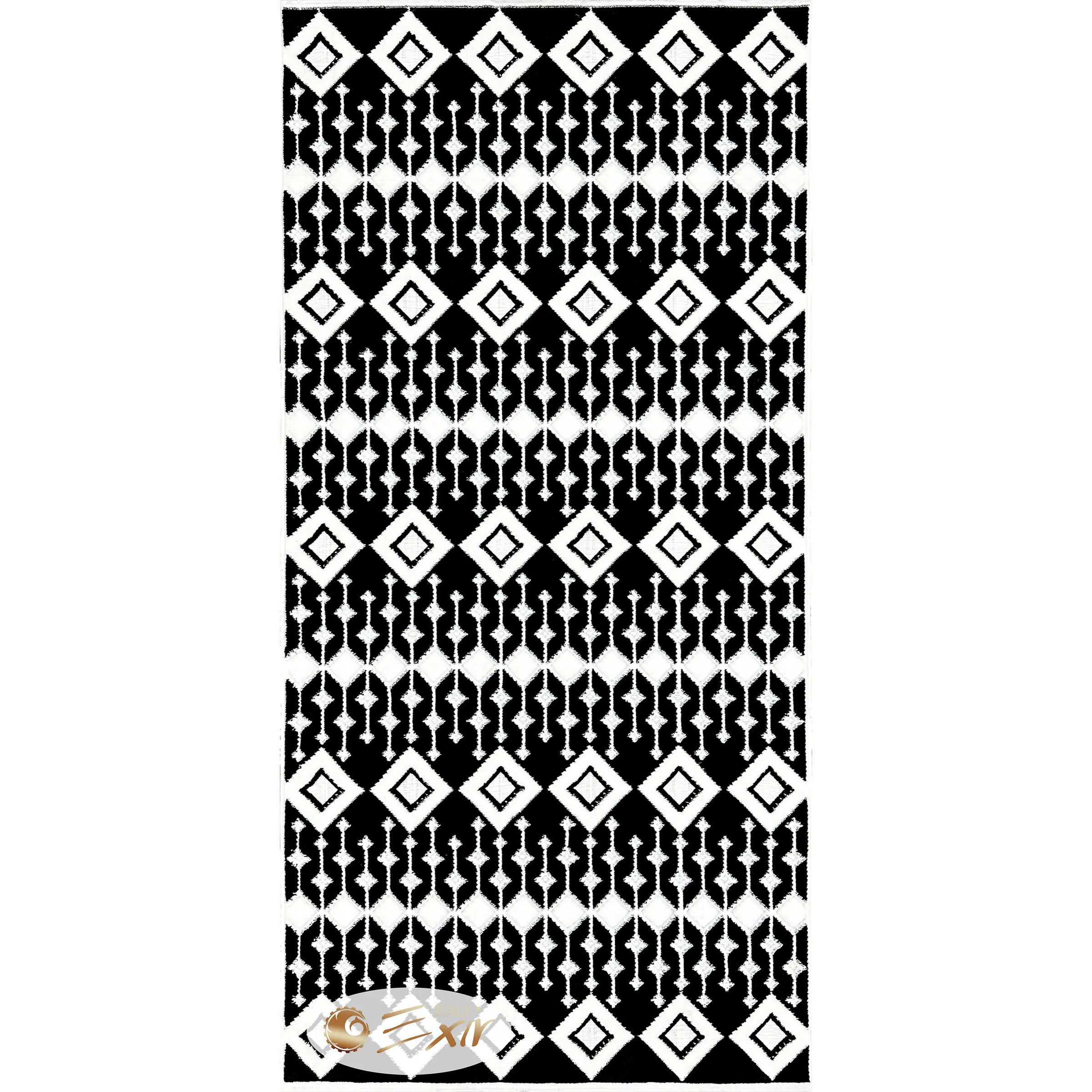 black-and-white-modern-runner-5355-F فرش مراکشی سفید مشکی| فرش اکسیر