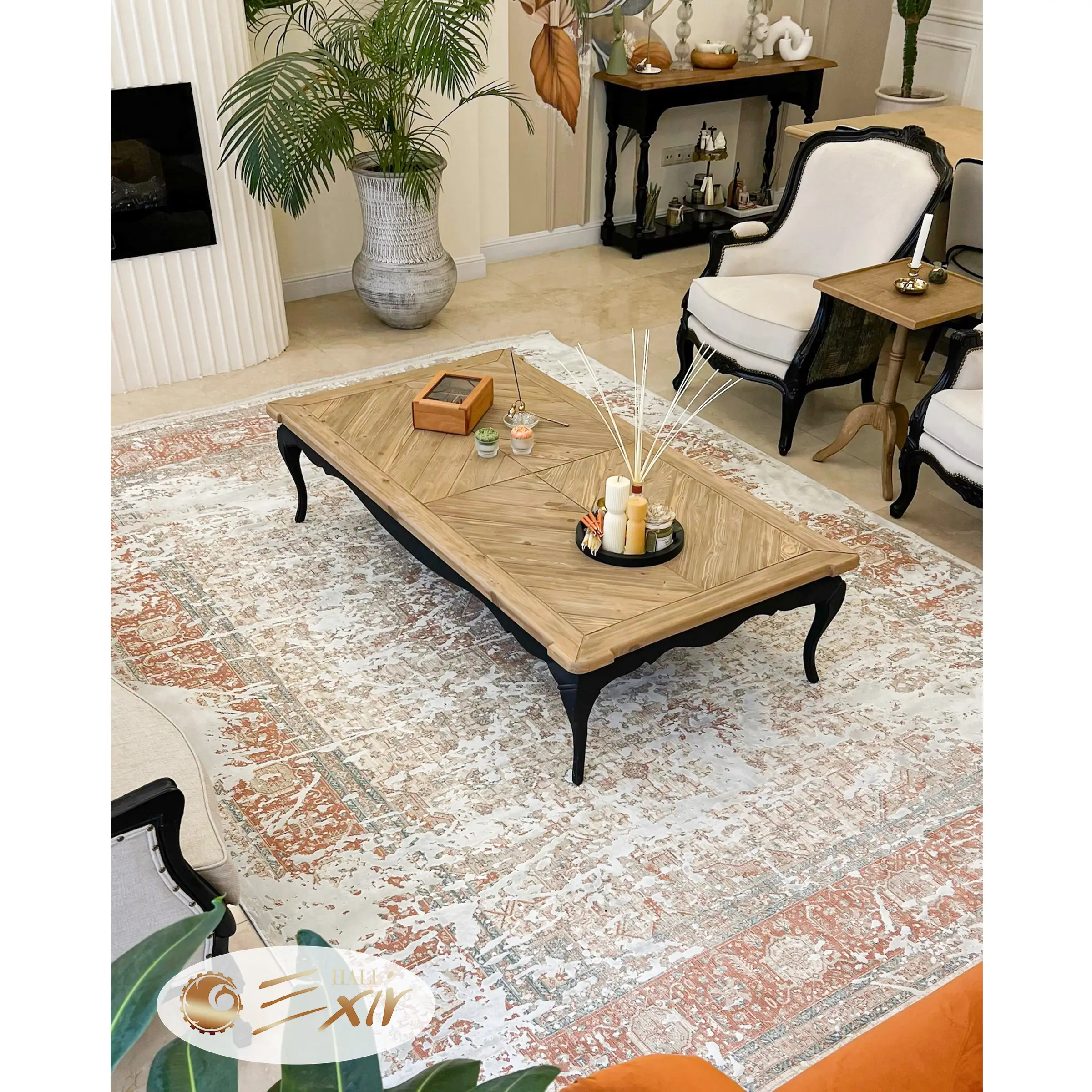 silver-vintage-modern-rug-M05 SIlver-in decoration فرش نقره ای کرم طرح هریس در دکوراسیون